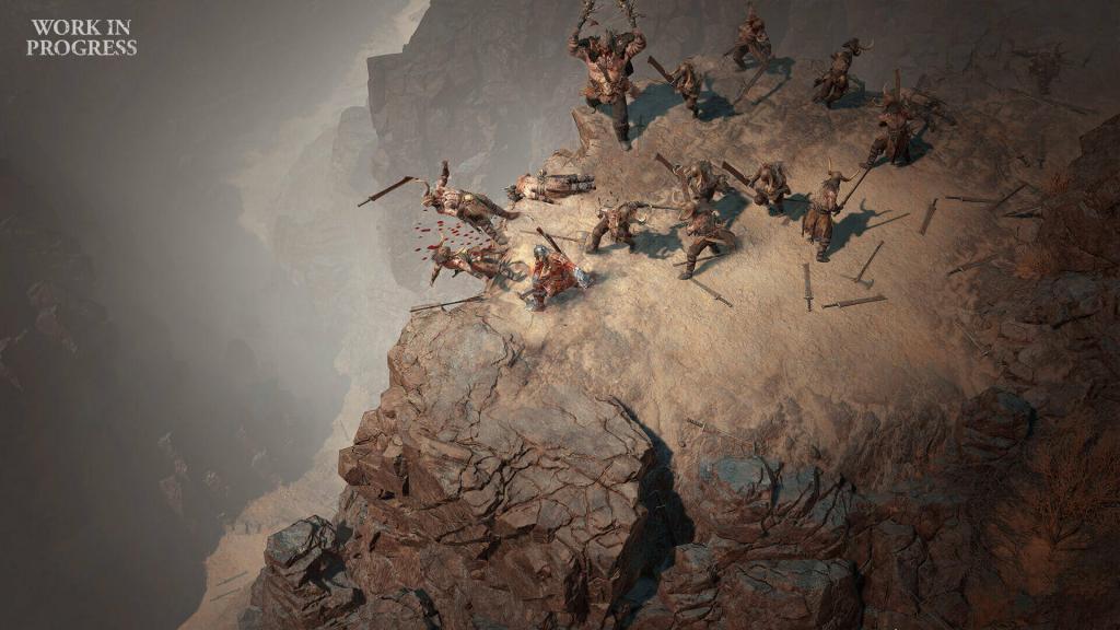 Diablo4 il barbaro combatte contro dei cannibali