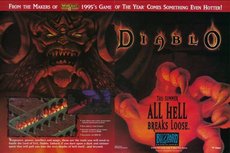 Official Magazine Advertisement Diablo: PC Gamer Vol.3 No.6 June 1996 Advert